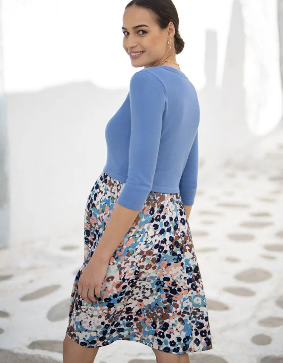 Online Seraphine Umstands- Und Stillkleid Mit Animal-Print Und Strickoberteil