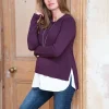 New Seraphine Umstands- Und Stillpullover Mit Hemd - Burgunder