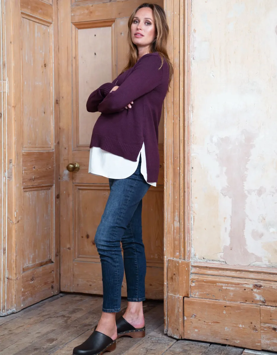 New Seraphine Umstands- Und Stillpullover Mit Hemd - Burgunder