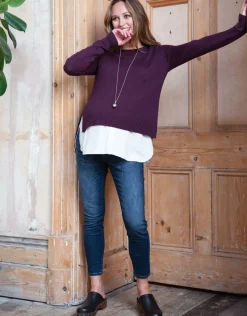 New Seraphine Umstands- Und Stillpullover Mit Hemd - Burgunder