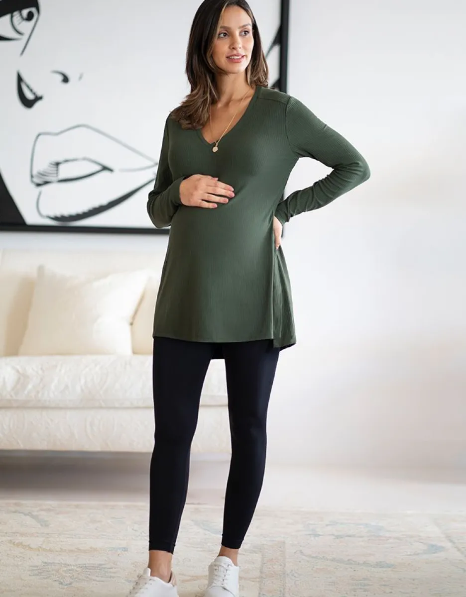 Online Seraphine Umstands- Und Stilltop In Khaki Mit Langen Armeln