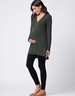 Online Seraphine Umstands- Und Stilltop In Khaki Mit Langen Armeln