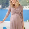 Shop Seraphine Umstands- Und Stilltunikakleid Aus Taupefarbenem Jersey In Wickeloptik