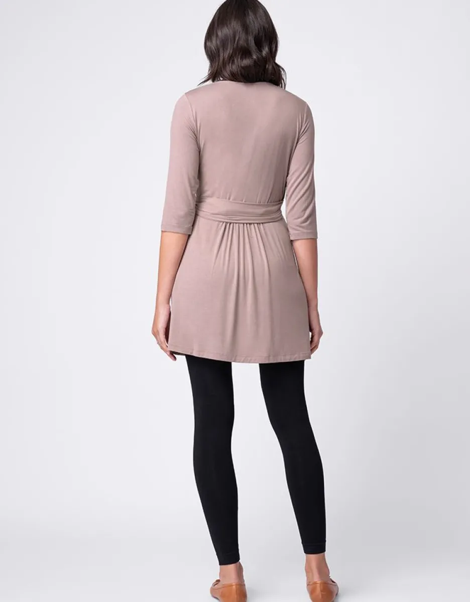 Shop Seraphine Umstands- Und Stilltunikakleid Aus Taupefarbenem Jersey In Wickeloptik