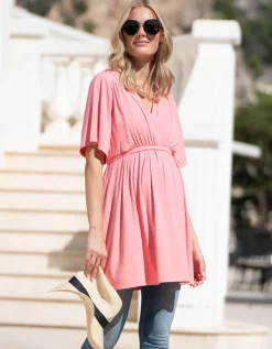 Fashion Seraphine Umstands- Und Still-Tunika-Top In Wickeloptik Vorne In Pink