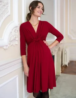 Shop Seraphine Umstandskleid Mit Geknoteter Empire Taille - Bordeauxrot
