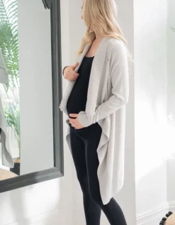 Cheap Seraphine Umstandsstrickjacke Aus Baumwolle Und Kaschmir Mit Wasserfallkragen - Grau