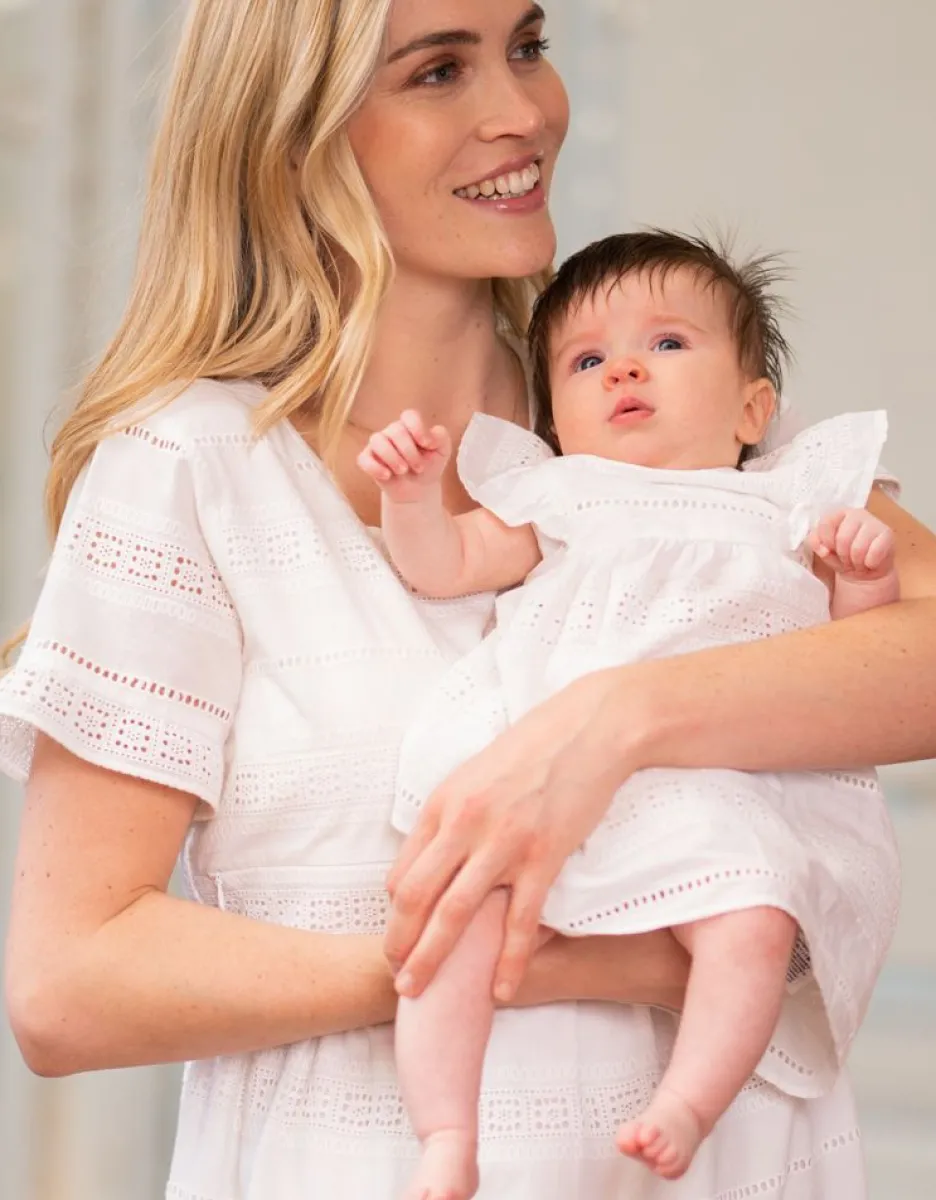 Cheap Seraphine Weis Broderie Anglaise Umstands- Und Stillkleid