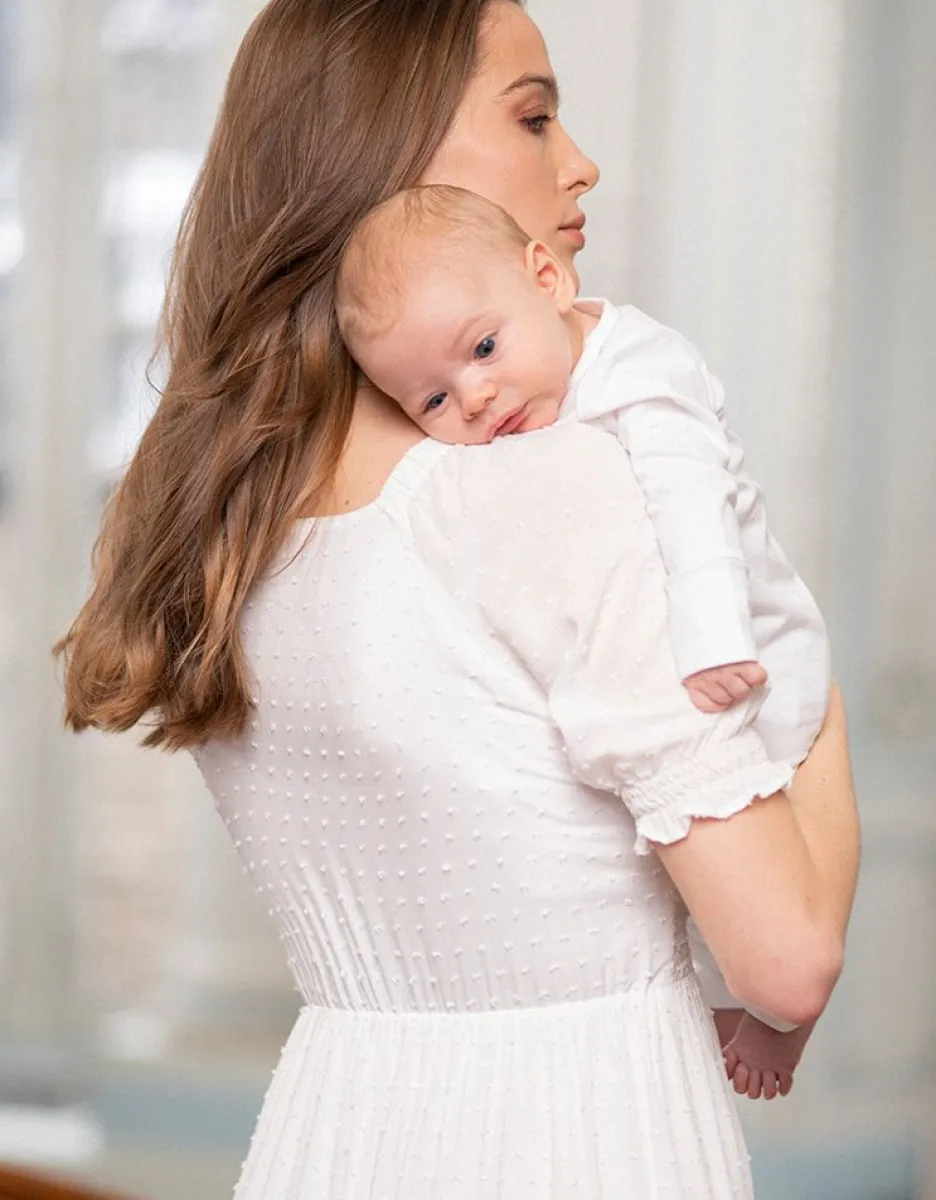 Fashion Seraphine Weises Gesmocktes Maxi Umstandskleid