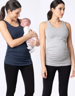 Best Seraphine Zwei Umstandstops Und Stilltops In Grau & Blau